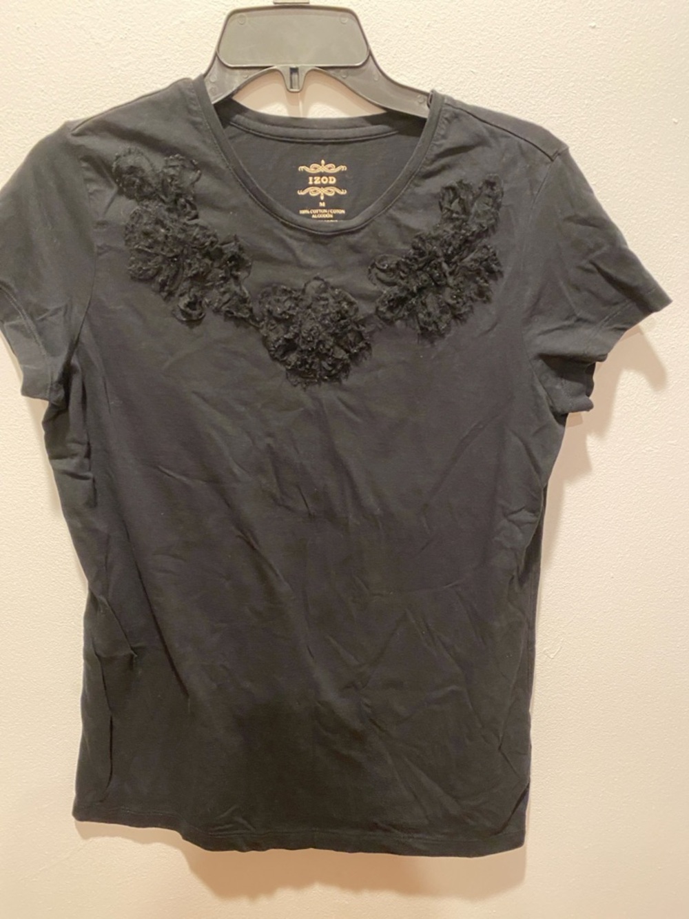 Izod Women’s Black Embellished Short Sleeve Tee
